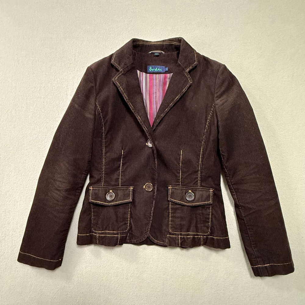 Boden Tailored Corduroy Cotton Preppy Blazer Jacket Women Size 10 - Picture 1 of 13